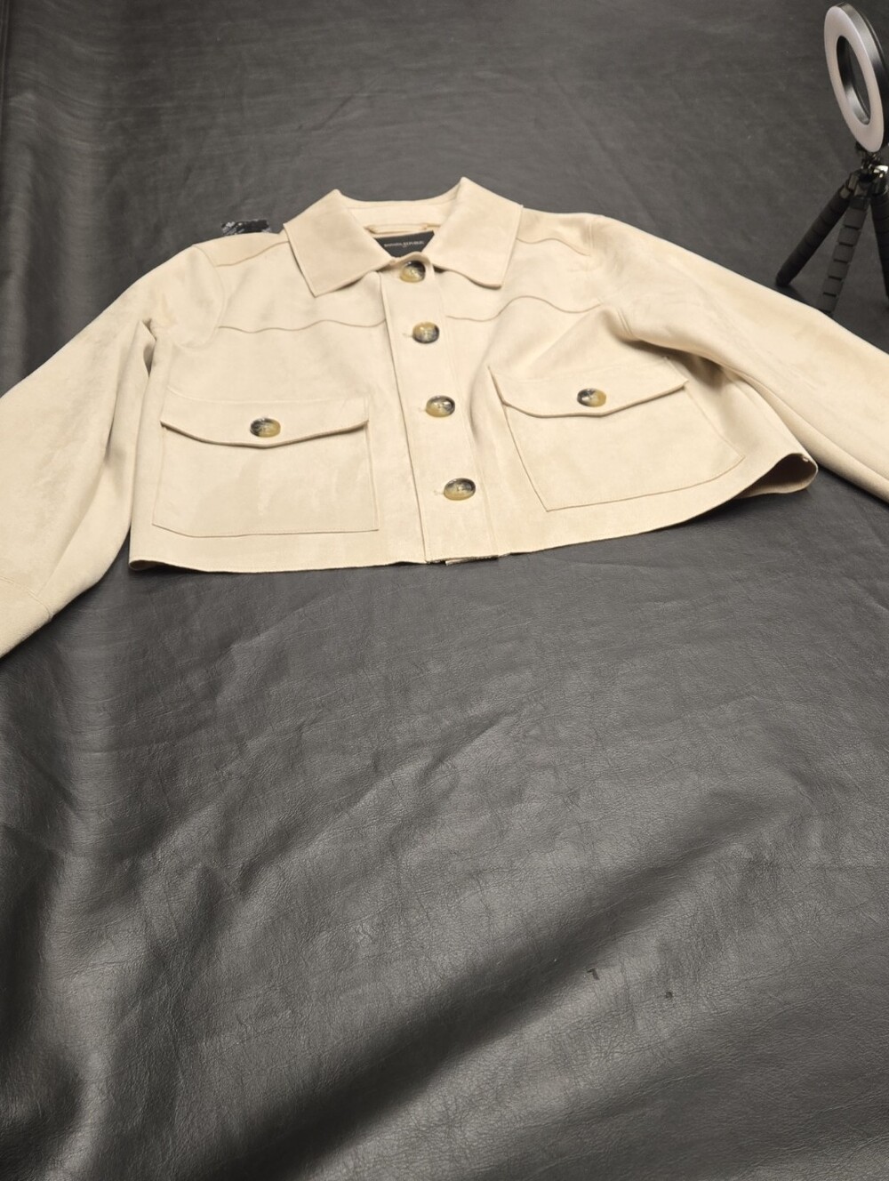 Banana Republic Cropped Cream Button-Front Jean Jacket